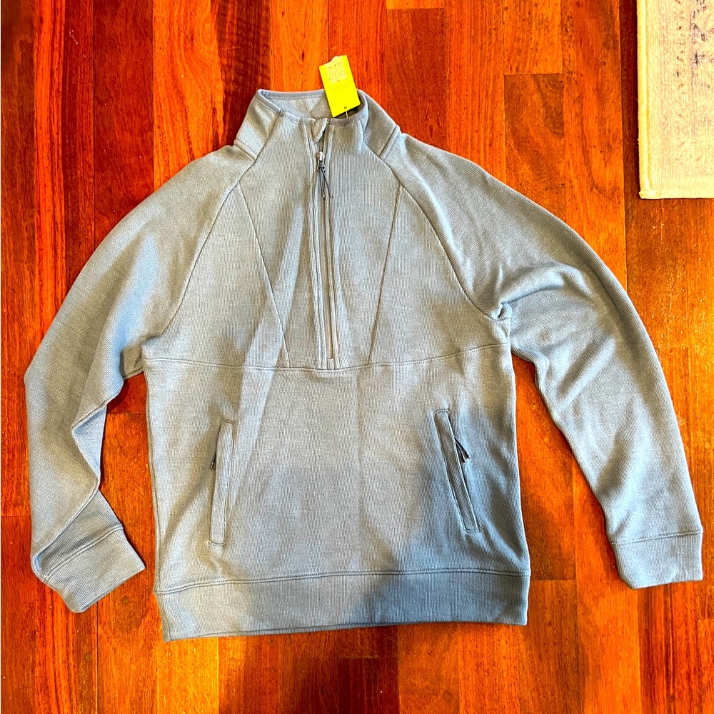 All in motion men’s 3/4 zip sweater medium blue NWT